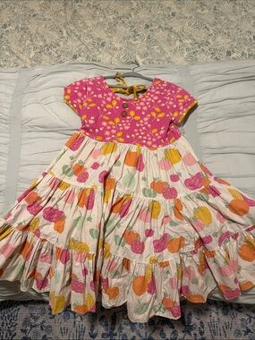 Eleanor Rose Girls' Pink Floral Tiered Pumpkin Dress